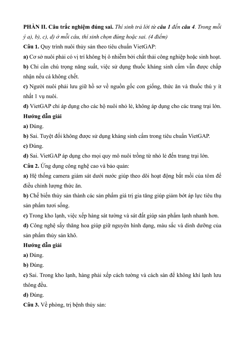 Đề thi Học kì 2 Công nghệ 12 Kết nối tri thức Lâm nghiệp Thủy sản (có đáp án)