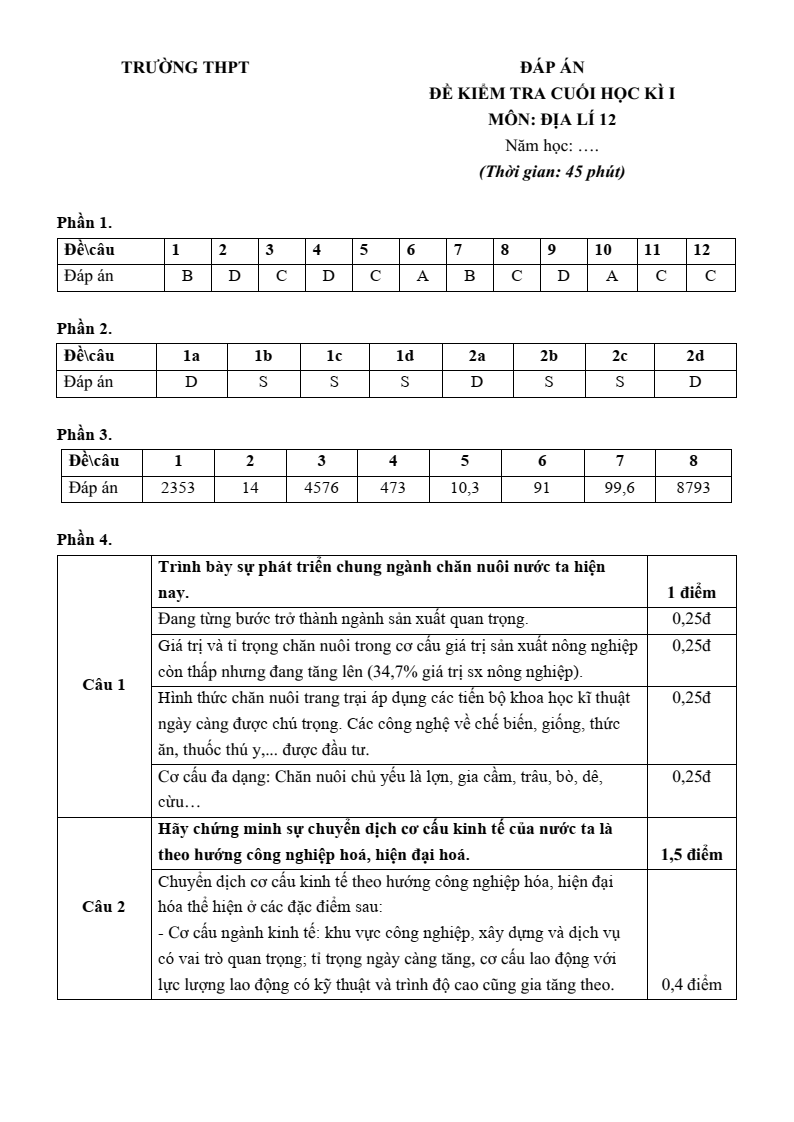 9 Đề thi Học kì 1 Địa Lí 12 Cánh diều (có đáp án, cấu trúc mới)