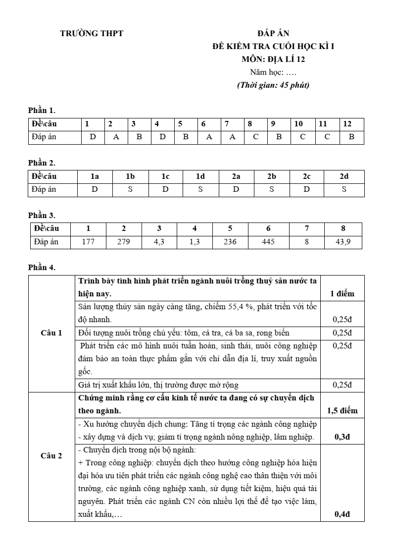 9 Đề thi Học kì 1 Địa Lí 12 Chân trời sáng tạo (có đáp án, cấu trúc mới)