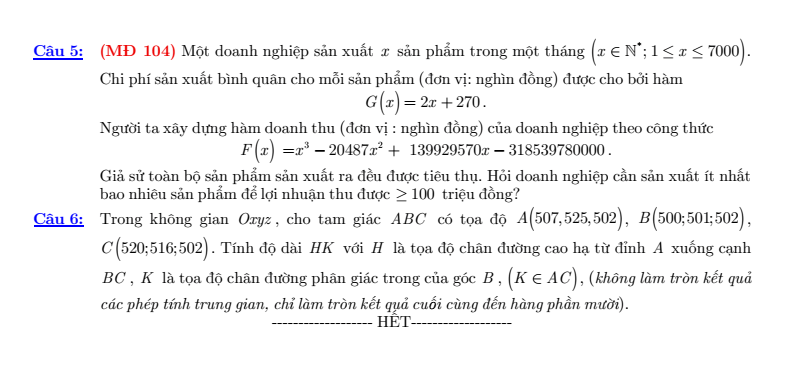 Đề thi Giữa kì 1 Toán 12 THCS-THPT Trần Cao Vân năm 2025-2026