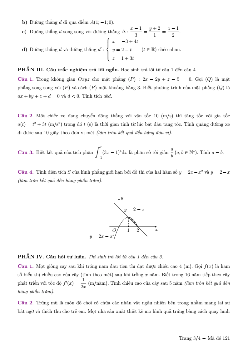 Đề thi Giữa kì 2 Toán 12 trường chuyên Lương Thế Vinh (Đồng Nai) năm 2024-2025