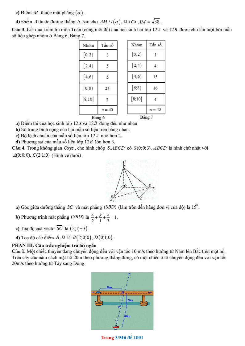 Đề thi Giữa kì 2 Toán 12 trường THPT Gia Bình Số 1 (Bắc Ninh) năm 2025-2026