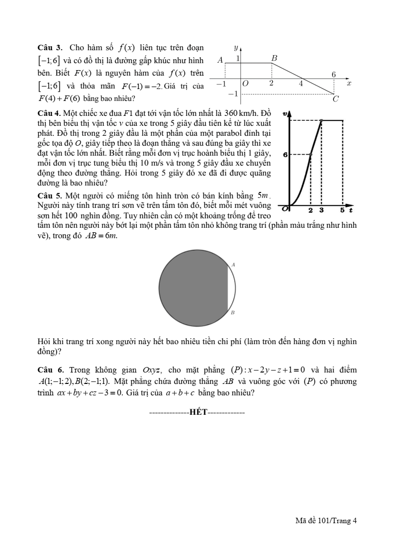 Đề thi Giữa kì 2 Toán 12 trường THPT Ngô Gia Tự (Phú Yên) năm 2024-2025