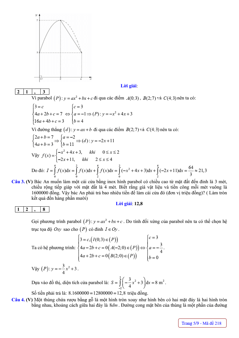 Đề thi Giữa kì 2 Toán 12 trường THPT Nguyễn Huệ (Huế) năm 2024-2025