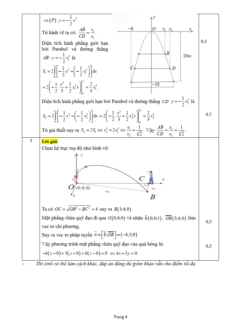 Đề thi Giữa kì 2 Toán 12 trường THPT Sầm Sơn (Thanh Hóa) năm 2024-2025