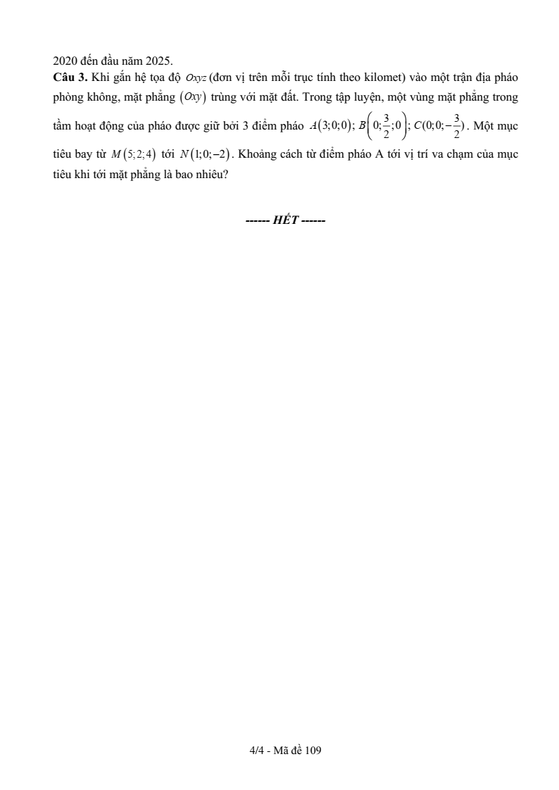 Đề thi Giữa kì 2 Toán 12 trường THPT Thanh Hòa (Bình Phước) năm 2024-2025
