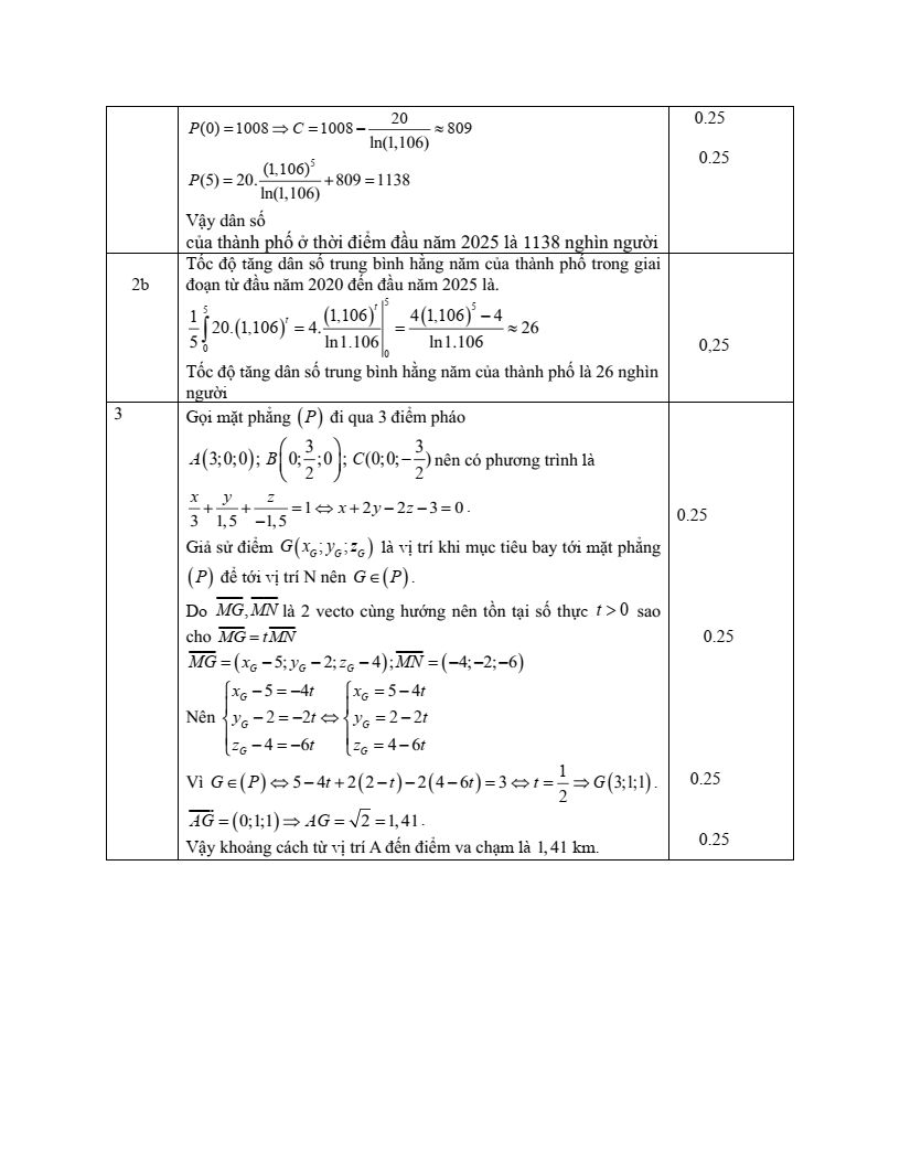 Đề thi Giữa kì 2 Toán 12 trường THPT Thanh Hòa (Bình Phước) năm 2024-2025
