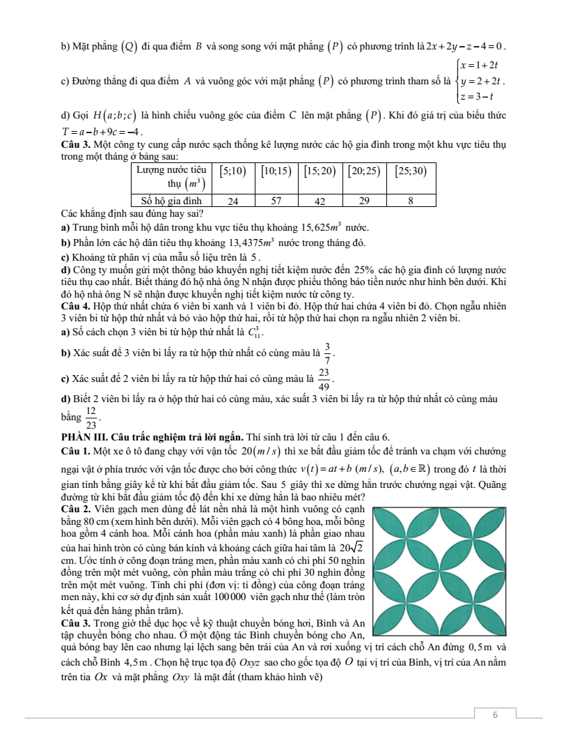 Đề thi Giữa kì 2 Toán 12 trường THPT Thuận Thành Số 2 (Bắc Ninh) năm 2025-2026