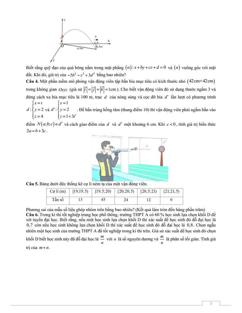 Đề thi Giữa kì 2 Toán 12 trường THPT Thuận Thành Số 2 (Bắc Ninh) năm 2025-2026