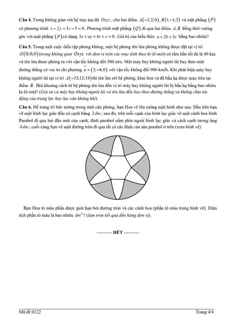 Đề thi Giữa kì 2 Toán 12 trường THPT Trần Quốc Tuấn (Đắk Lắk) năm 2025-2026