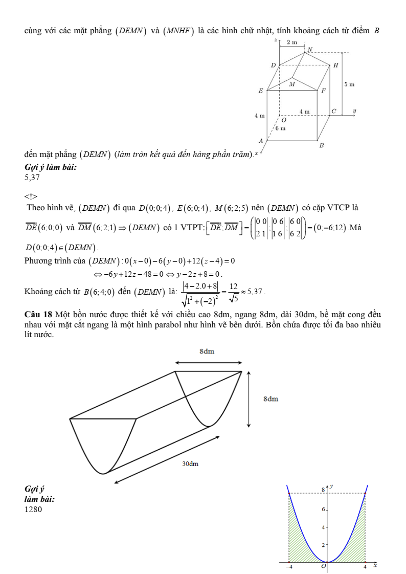 Đề thi Giữa kì 2 Toán 12 trường THPT Vĩnh Linh (Quảng Trị) năm 2025-2026