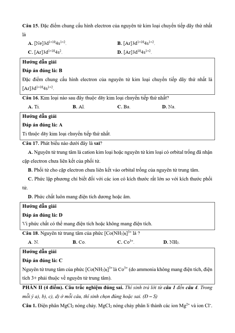 3 Đề thi Học kì 2 Hóa học 12 Chân trời sáng tạo (cấu trúc mới, có đáp án)