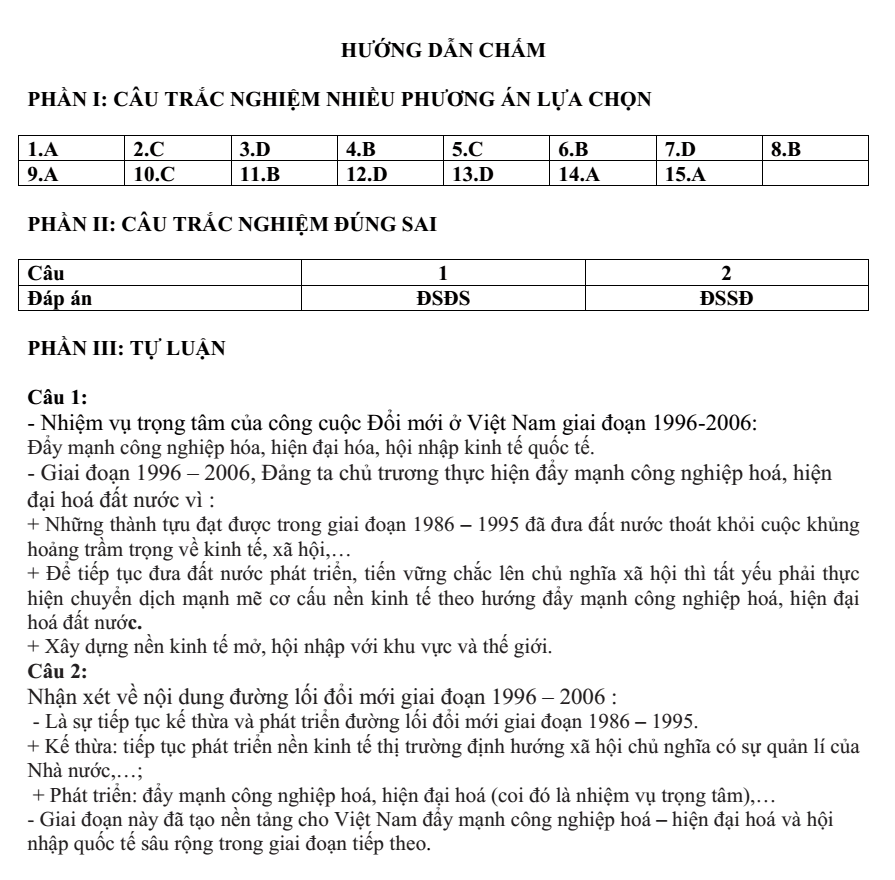 Đề thi Học kì 1 Lịch Sử 12 năm 2024-2025 trường THPT Quế Sơn (Quảng Nam)