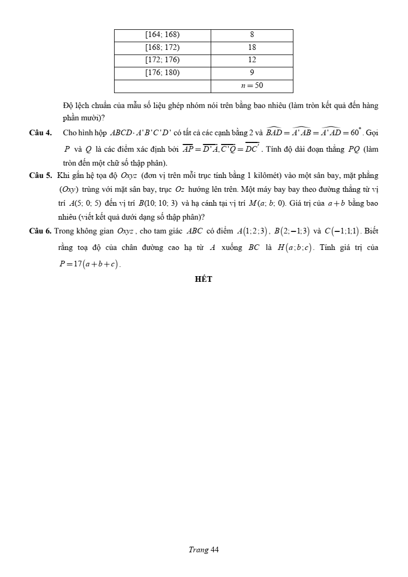 Đề thi Học kì 1 Toán 12 trường chuyên Lương Văn Chánh (ĐắK LắK) năm 2025-2026