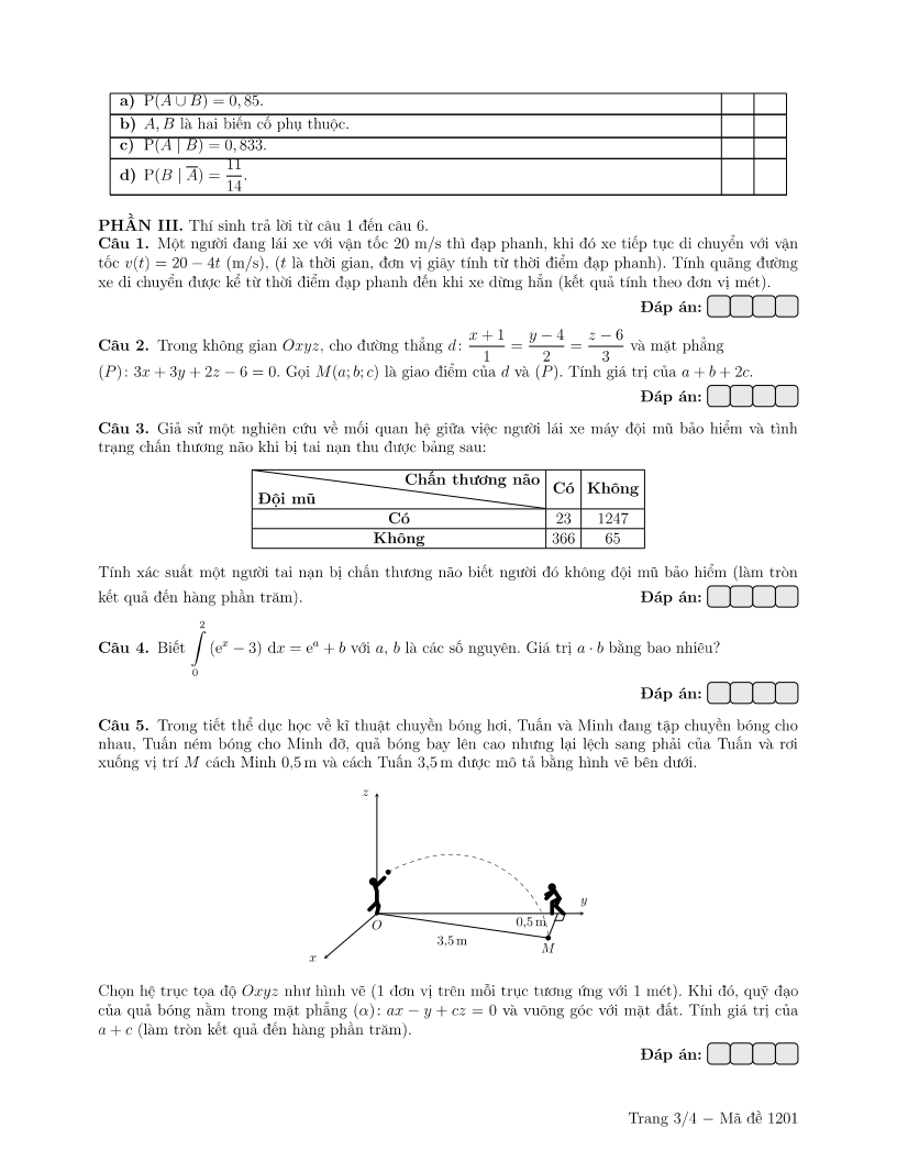 Đề thi Học kì 1 Toán 12 trường Lương Thế Vinh (Hà Nội) năm 2025-2026