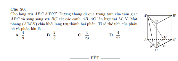 Đề thi Học kì 1 Toán 12 năm 2023-2024 trường chuyên Lương Thế Vinh (Đồng Nai)