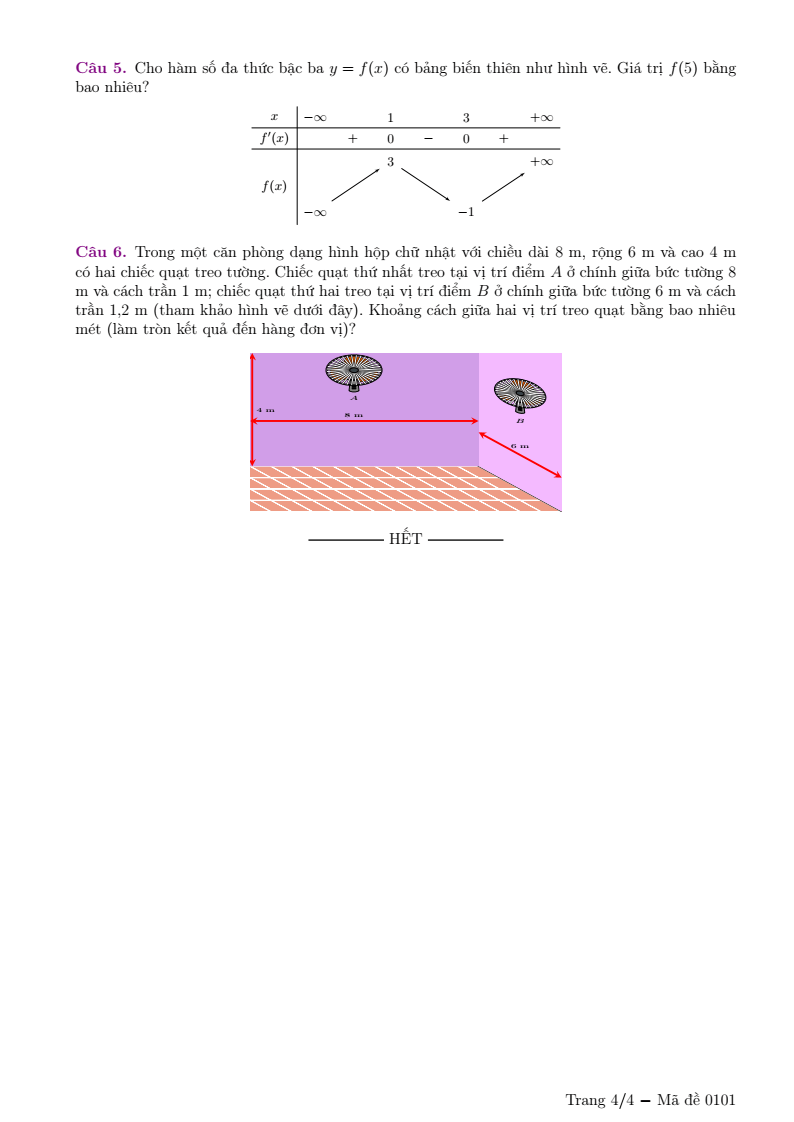 Đề thi Học kì 1 Toán 12 sở GD&ĐT Bắc Ninh năm 2025-2026