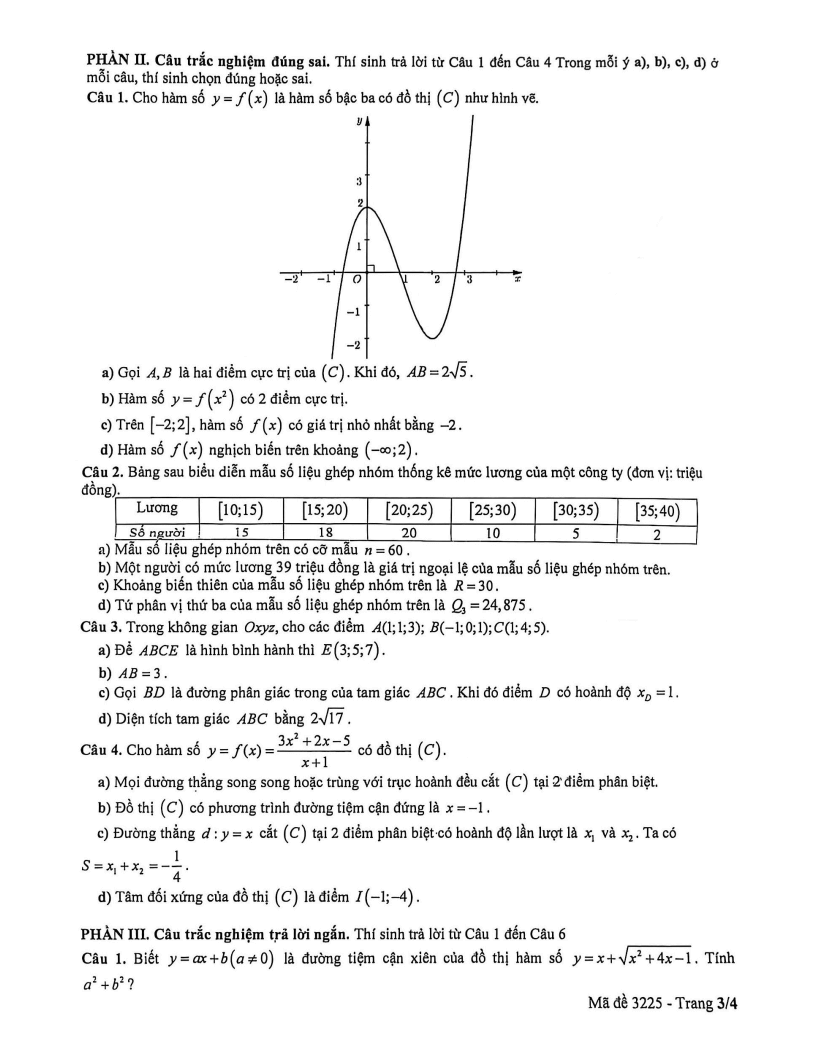 Đề thi Học kì 1 Toán 12 trường THPT Bùi Thị Xuân (Tp.HCM) năm 2025-2026