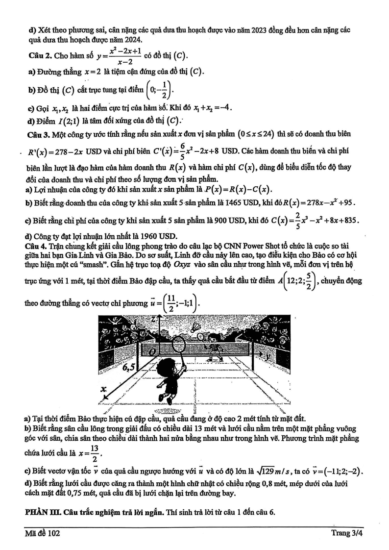 Đề thi Học kì 1 Toán 12 trường THPT chuyên Ngoại Ngữ Hà Nội năm 2025-2026
