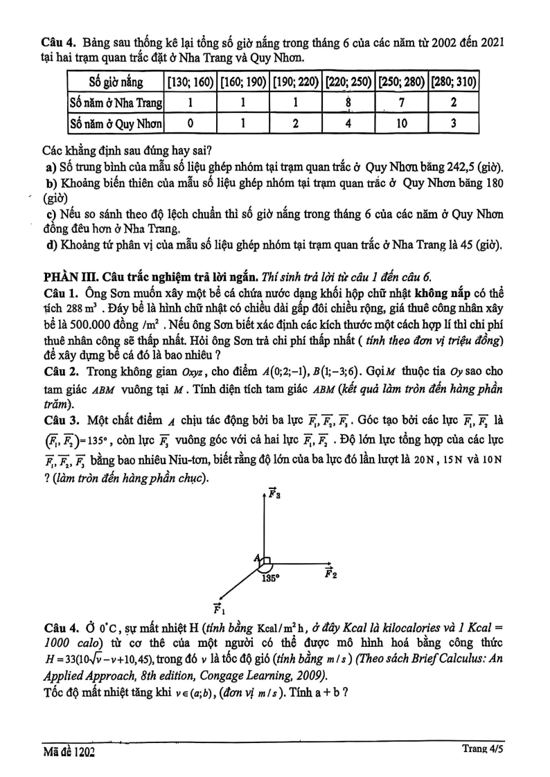 Đề thi Học kì 1 Toán 12 trường THPT Phạm Hồng Thái (Hà Nội) năm 2025-2026