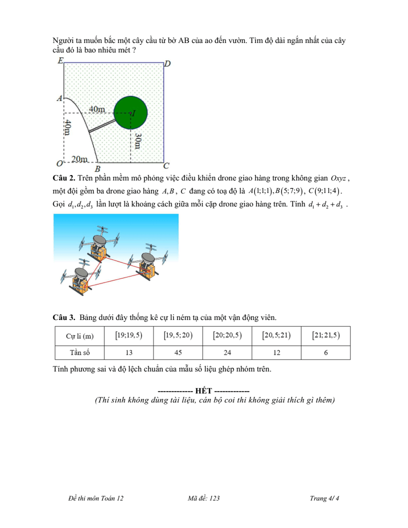 Đề thi Học kì 1 Toán 12 trường THPT Phùng Khắc Khoan (Hà Nội) năm 2025-2026