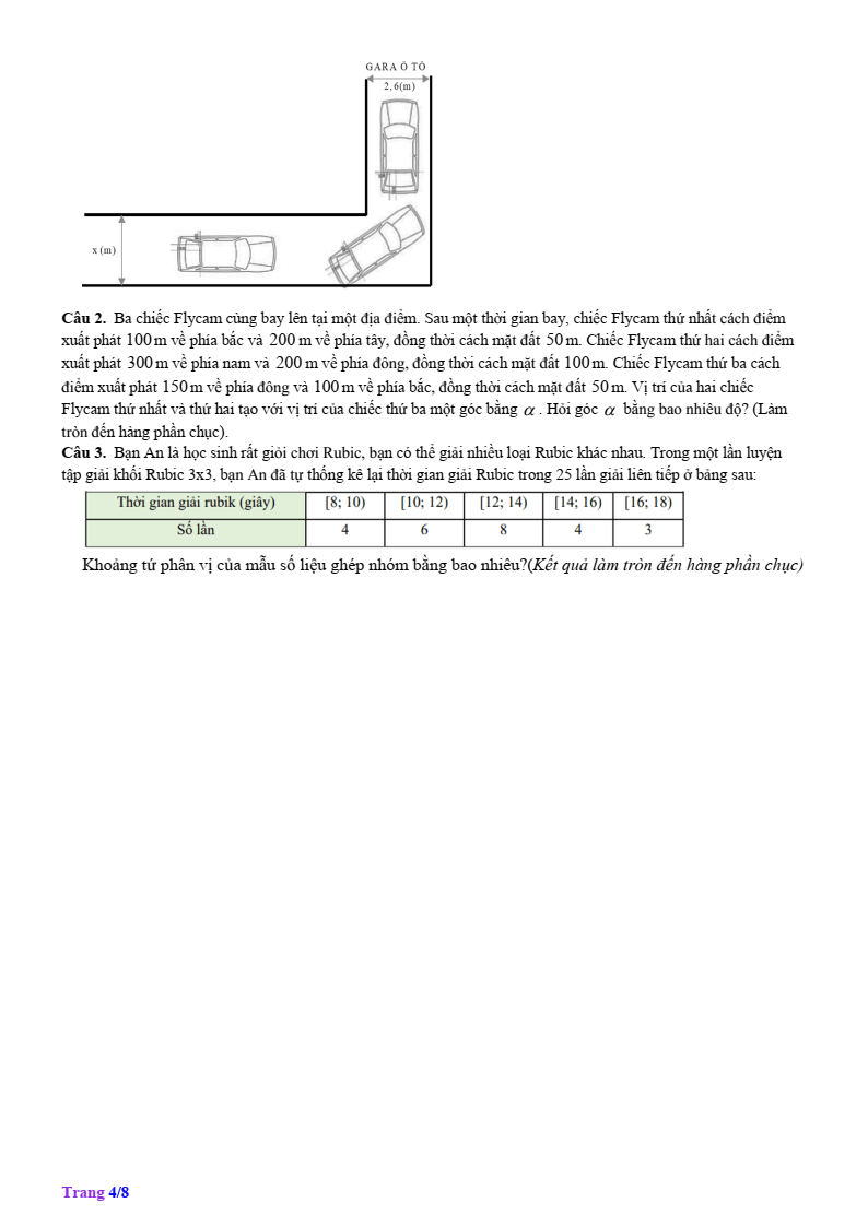 Đề thi Học kì 1 Toán 12 trường THPT Vạn Xuân (Hà Nội) năm 2025-2026