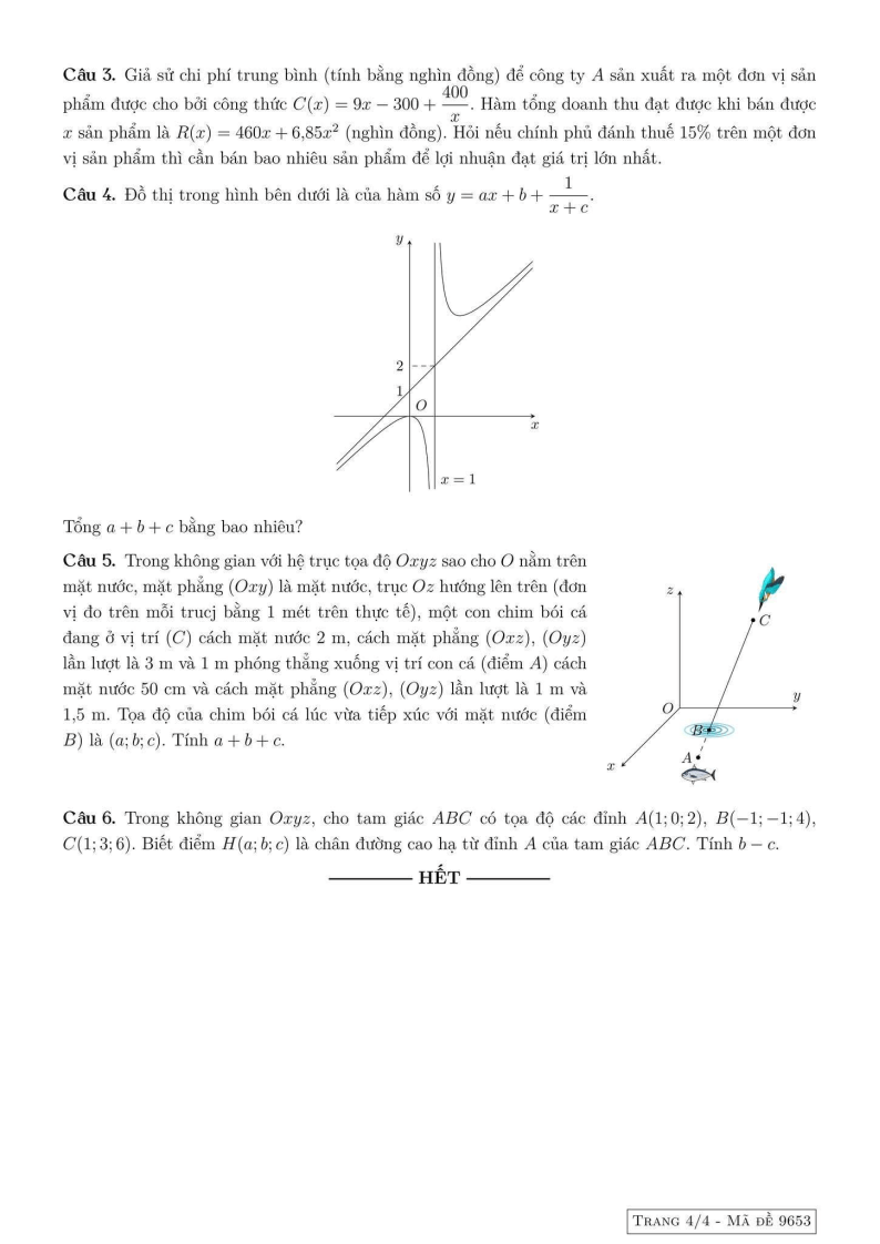 Đề thi Học kì 1 Toán 12 trường THPT Việt Đức (Hà Nội) năm 2025-2026