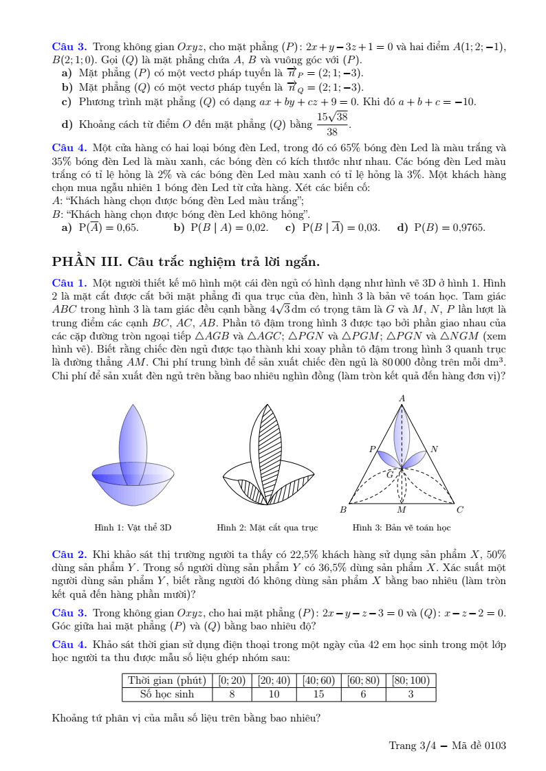 Đề thi Học kì 2 Toán 12 Sở GD&ĐT Bắc Ninh năm 2025-2026