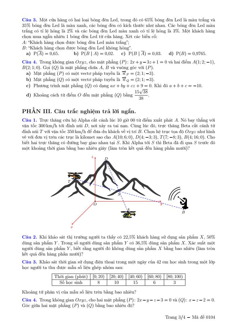 Đề thi Học kì 2 Toán 12 Sở GD&ĐT Bắc Ninh năm 2025-2026