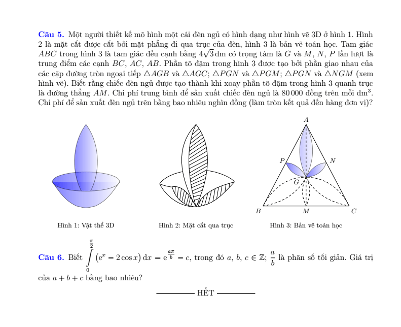 Đề thi Học kì 2 Toán 12 Sở GD&ĐT Bắc Ninh năm 2025-2026