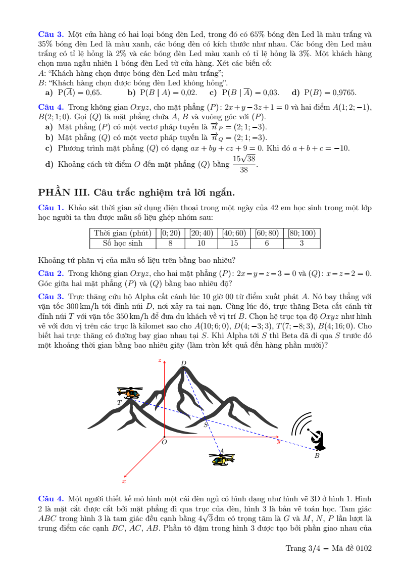 Đề thi Học kì 2 Toán 12 Sở GD&ĐT Bắc Ninh năm 2025-2026