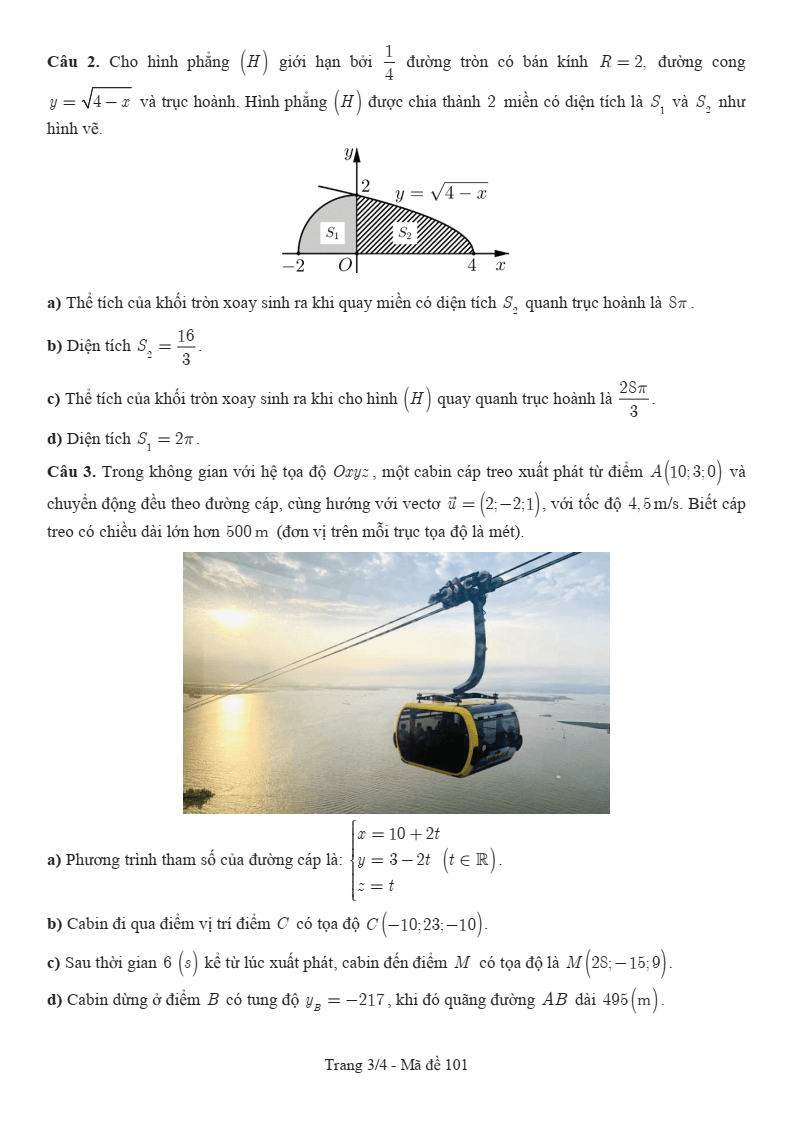 Đề thi Học kì 2 Toán 12 sở GD&ĐT Bắc Ninh năm 2024-2025