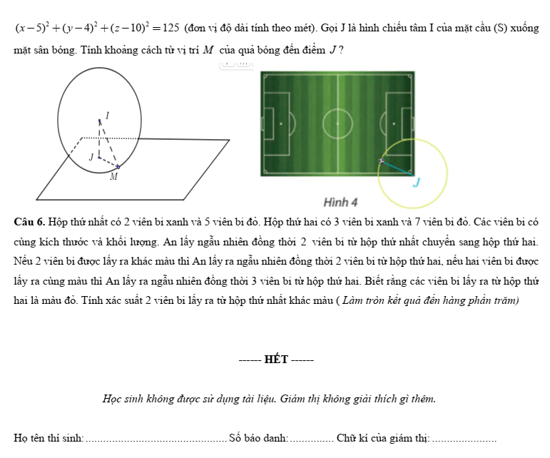 Đề thi Học kì 2 Toán 12 trường THPT Bình Chiểu (Tp.HCM) năm 2024-2025