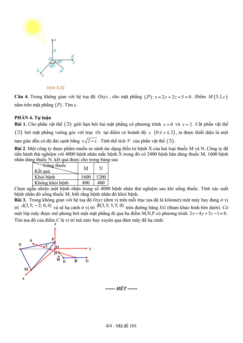 Đề thi Học kì 2 Toán 12 trường THPT Hồ Nghinh (Quảng Nam) năm 2024-2025