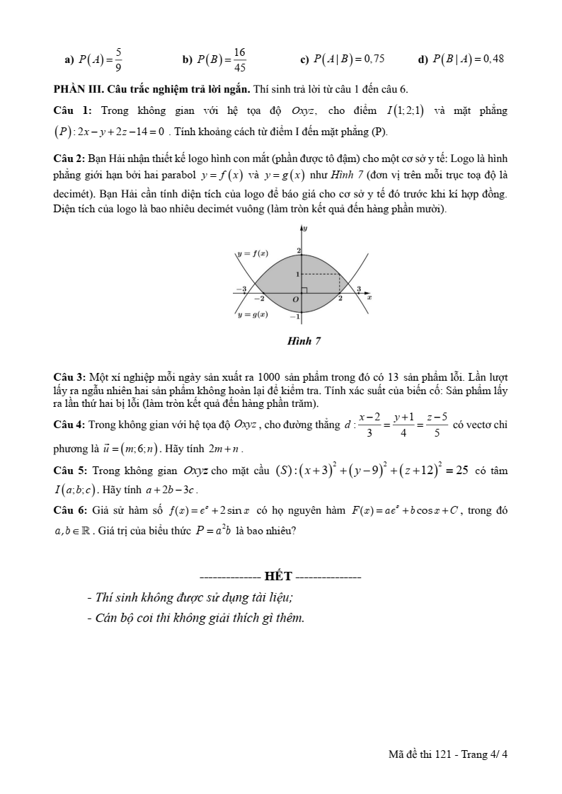 Đề thi Học kì 2 Toán 12 trường THPT Hùng Thắng (Hải Phòng) năm 2024-2025
