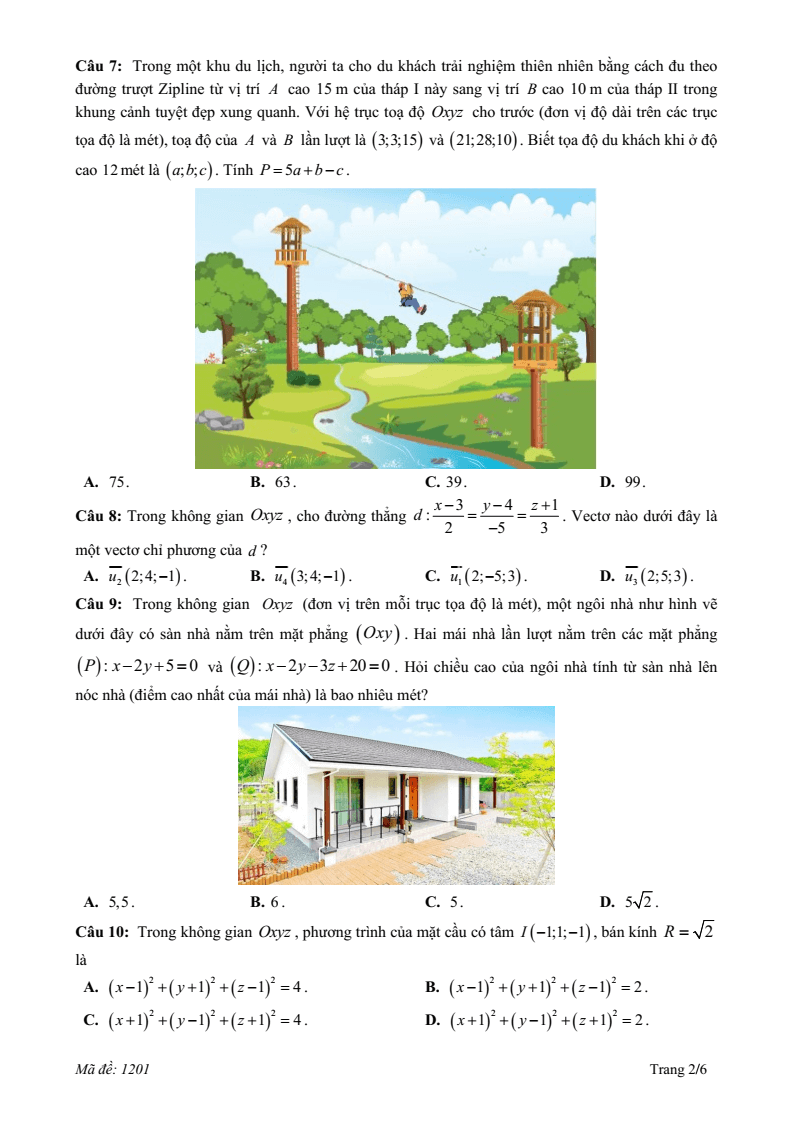 Đề thi Học kì 2 Toán 12 trường THPT Hướng Hóa (Quảng Trị) năm 2024-2025