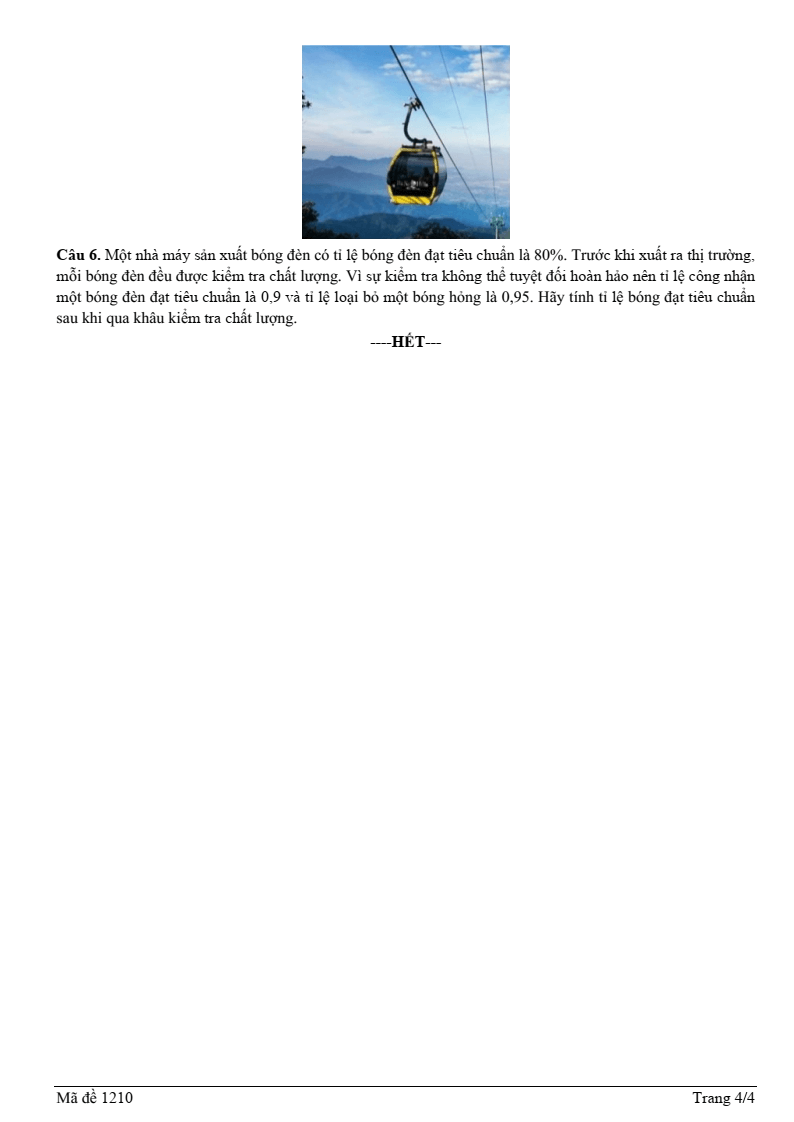 Đề thi Học kì 2 Toán 12 trường THPT Lạng Giang 2 (Bắc Giang) năm 2024-2025