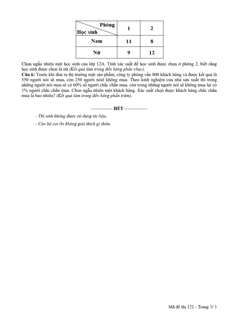 Đề thi Học kì 2 Toán 12 trường THPT Lê Hồng Phong (Đắk Lắk) năm 2024-2025