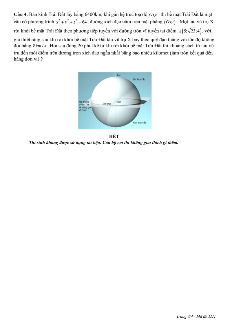 Đề thi Học kì 2 Toán 12 trường THPT Thị xã Quảng Trị năm 2024-2025