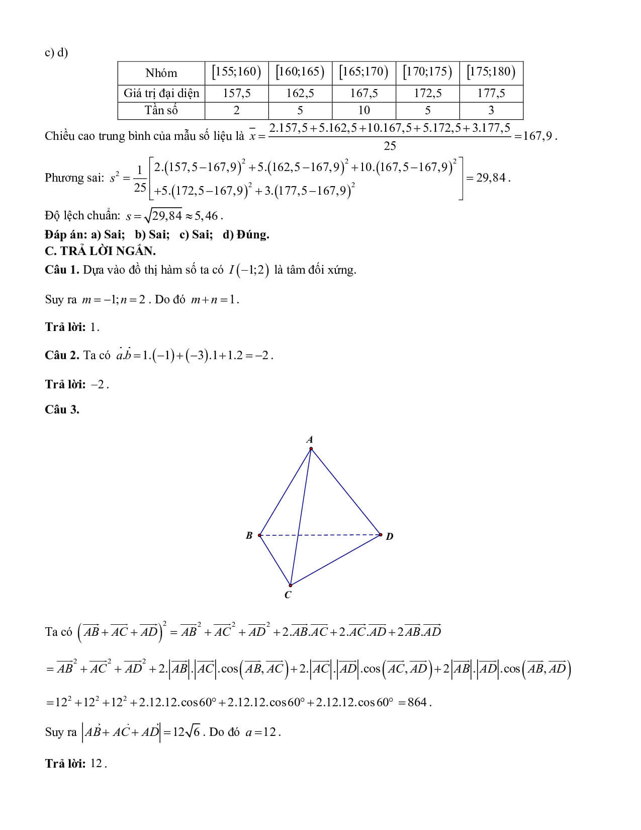 10 Đề thi Học kì 1 Toán 12 Chân trời sáng tạo (có đáp án, cấu trúc mới)