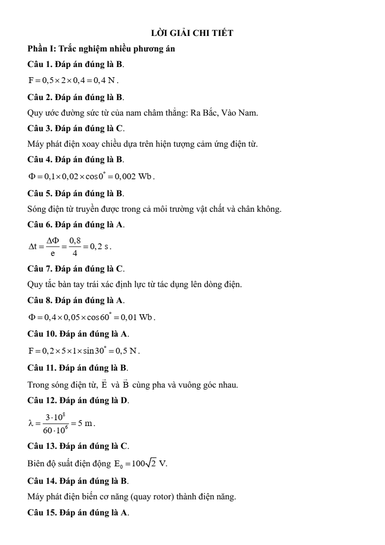 3 Đề thi Giữa kì 2 Vật Lí 12 Kết nối tri thức (cấu trúc mới, có đáp án)
