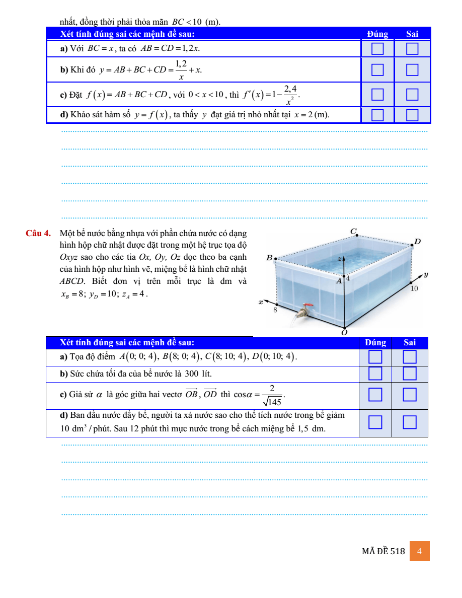 Đề khảo sát chất lượng Toán 12 Tháng 9 năm 2026-2027 trường THCS-THPT Nguyễn Khuyến & Lê Thánh Tông (Tp.HCM - Lần 1)
