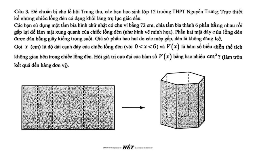 Đề khảo sát chất lượng Toán 12 Học kì 1 năm 2026-2027 trường THPT Nguyễn Trung Trực (Tp.HCM - Lần 1)