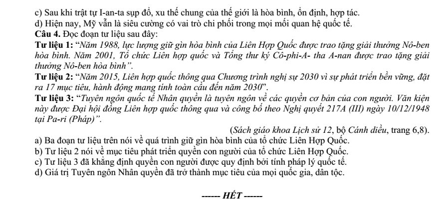 Đề thi Giữa kì 1 Lịch Sử 12 năm 2024-2025 trường THPT Thống Nhất A (Đồng Nai)