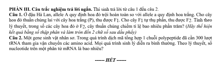 Đề thi Giữa kì 1 Sinh học 12 năm 2024-2025 trường THPT Hồ Nghinh (Quảng Nam)