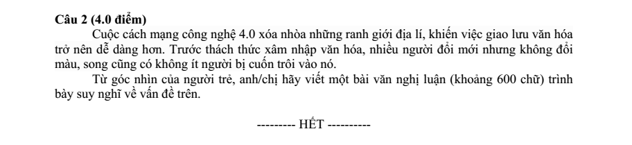 Đề thi Giữa kì 1 Văn 12 năm 2024-2025 trường THPT Nguyễn Huệ (Quảng Nam)