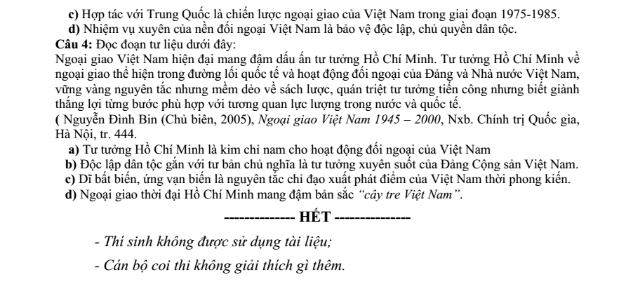 Đề thi Giữa kì 2 Lịch Sử 12 năm 2024-2025 trường THPT Lê Hồng Phong (Đắk Lắk)
