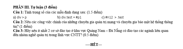 Đề thi Giữa kì 2 Tin học 12 năm 2024-2025 trường THPT Hồ Nghinh (Quảng Nam)