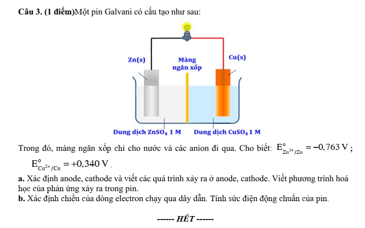 Đề thi Học kì 1 Hóa học 12 năm 2024-2025 trường THPT Nguyễn Huệ (Quảng Nam)