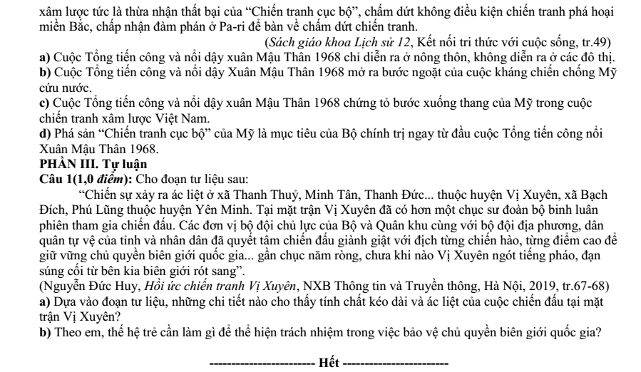 Đề thi Học kì 1 Lịch Sử 12 năm 2025-2026 trường THPT Duy Tân (Quảng Ngãi)